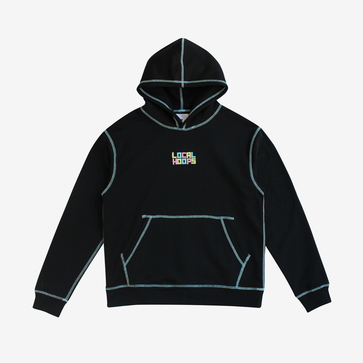 Black Contrast Stitching Hoodie