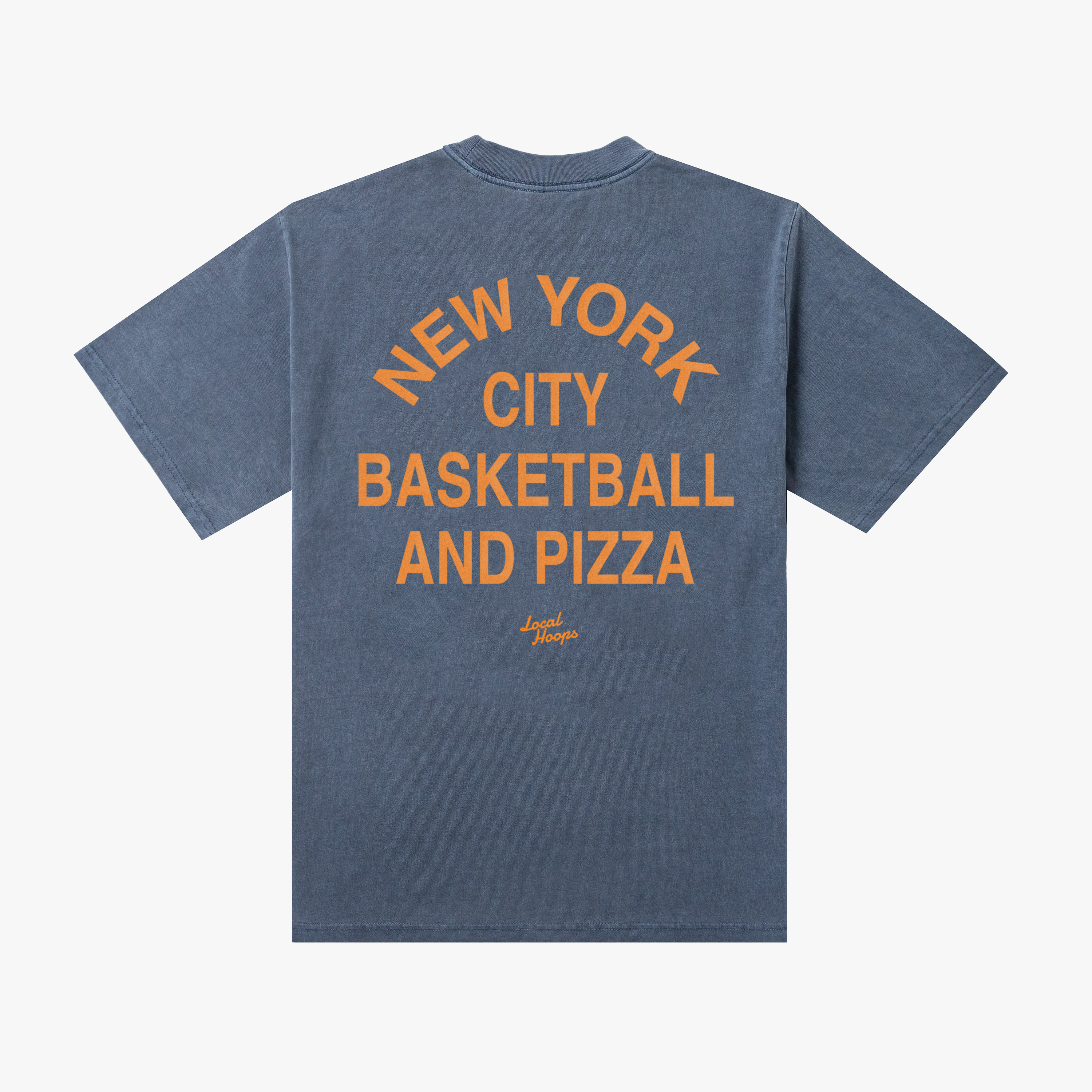 Heavy Indigo NYC Basketball & Pizza Tee – LOCAL HOOPS