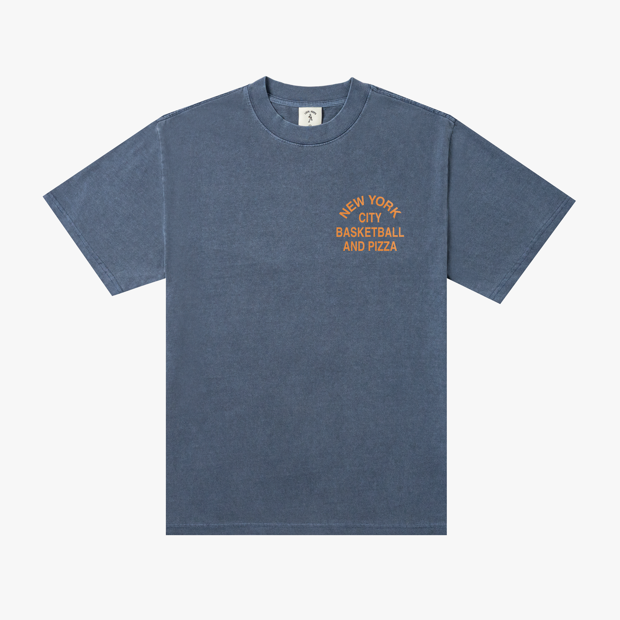 Heavy Indigo NYC Basketball & Pizza Tee – LOCAL HOOPS