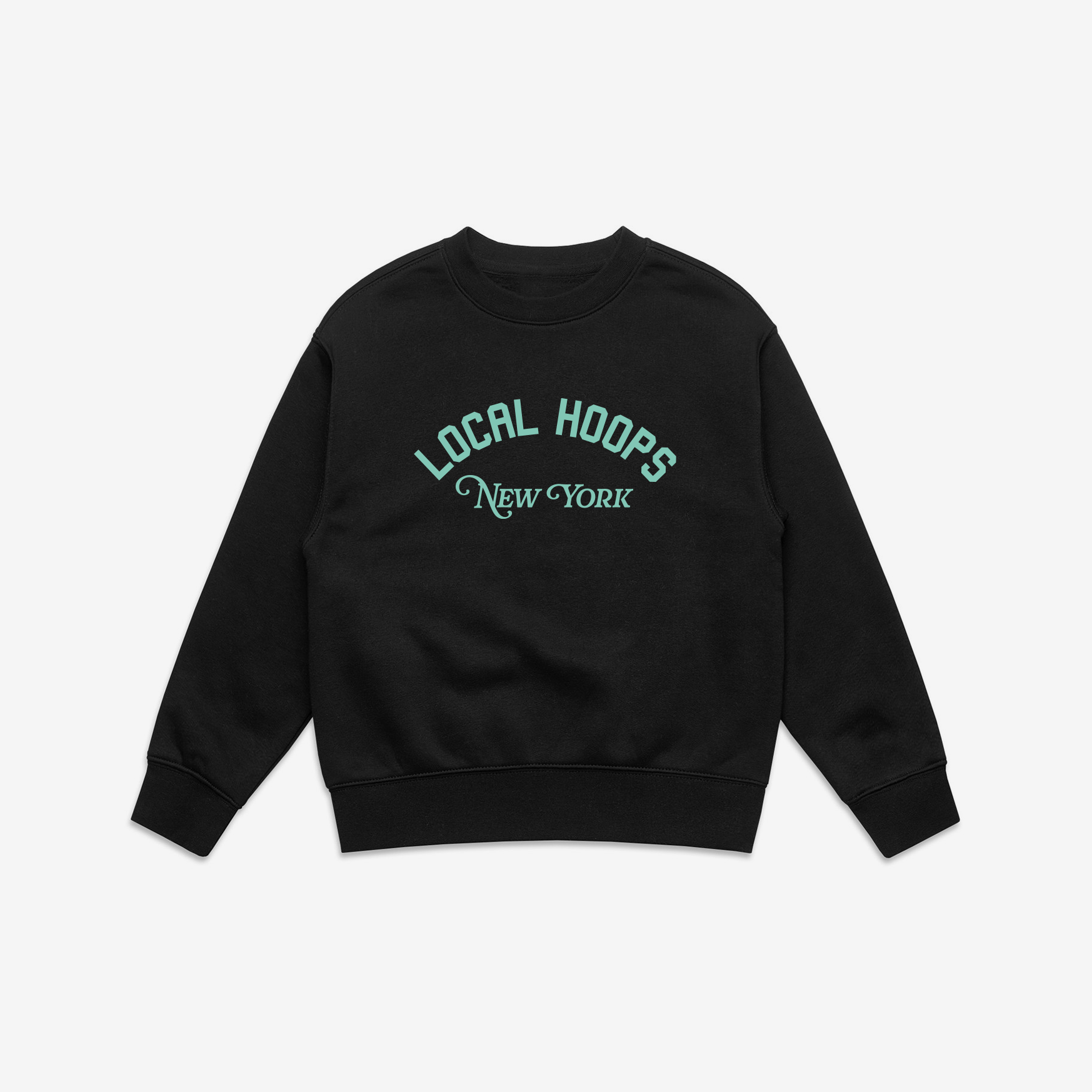 Kids Black & Seafoam NY Crew